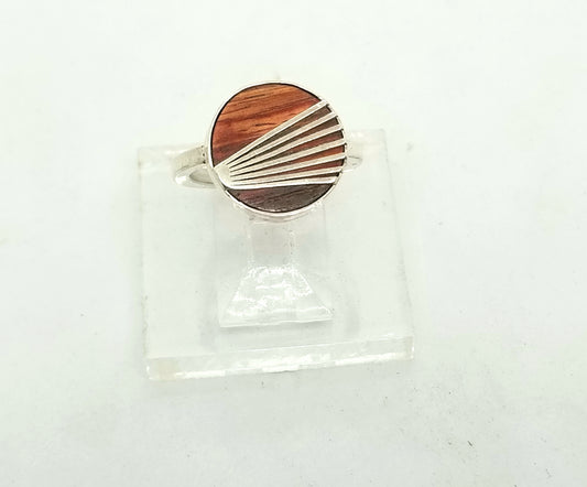 Sunburst - Silver and Wood Ring
