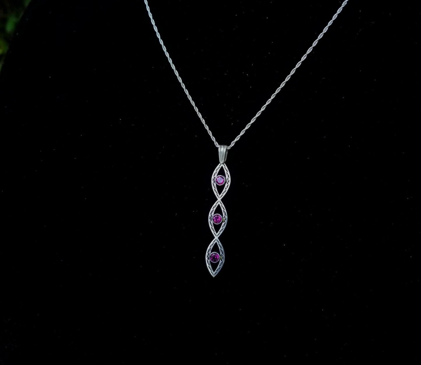 Triple Marquise Sterling and Garnet Pendant