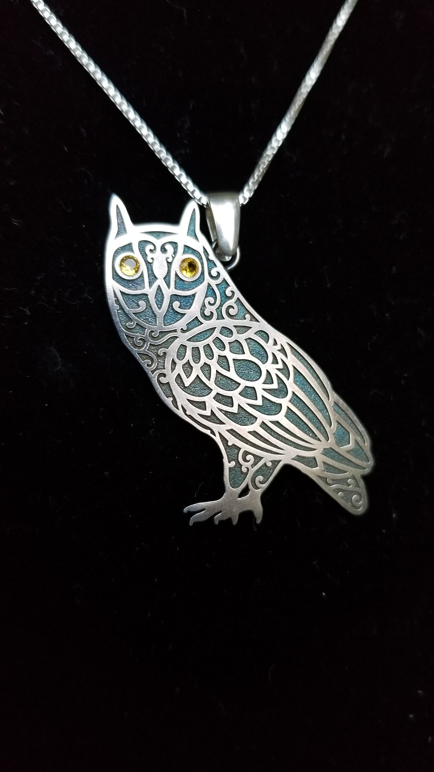 Owl Mandala Pendant - Sterling Silver and Gemstones