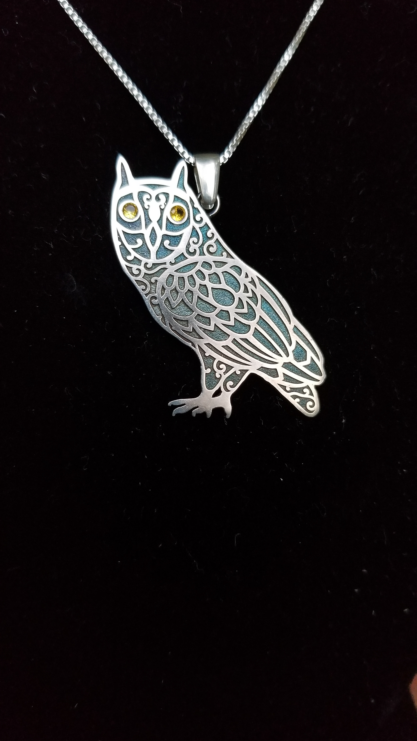 Owl Mandala Pendant - Sterling Silver and Gemstones